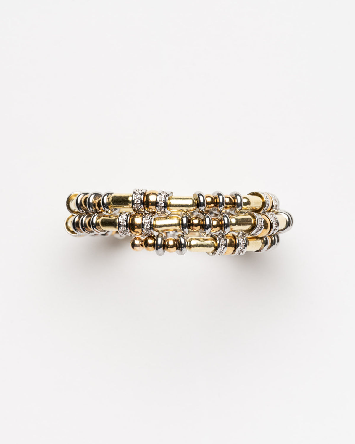 Pulsera de disco de oro y plata