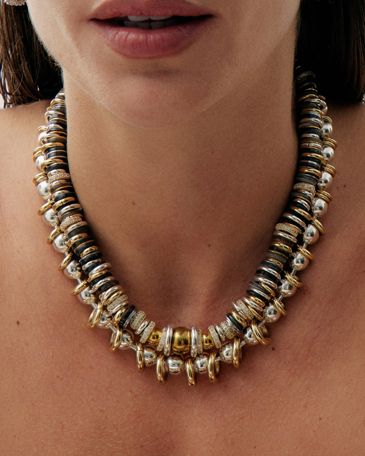 Black Twist Washer Necklace